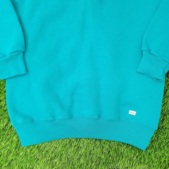 Vintage 90s MOD LEE Sweatshirt Women Large 20x26 Blue Henley - Picture 14 of 16